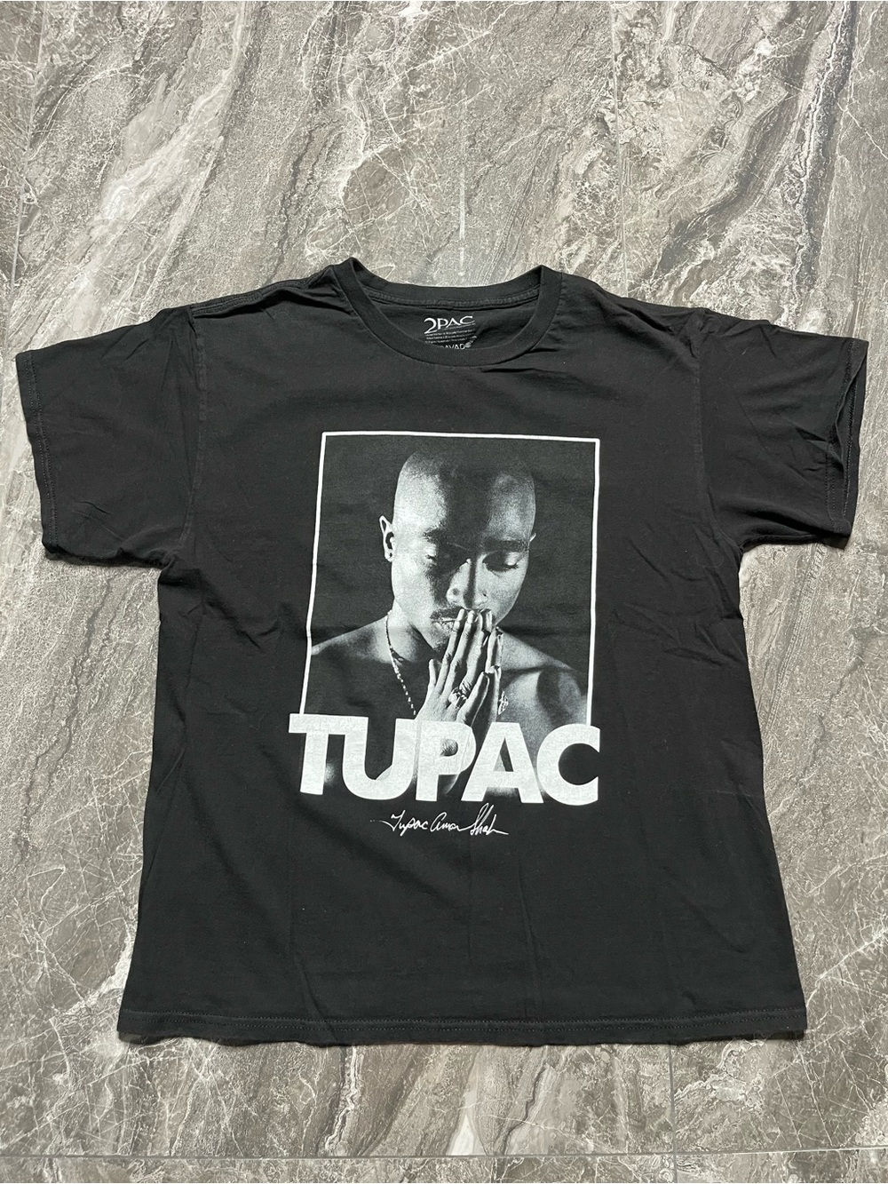 2Pac Tupac Shakur Shirt Large L Black Bravado Praying Hands Rap Graphic Tee 2021